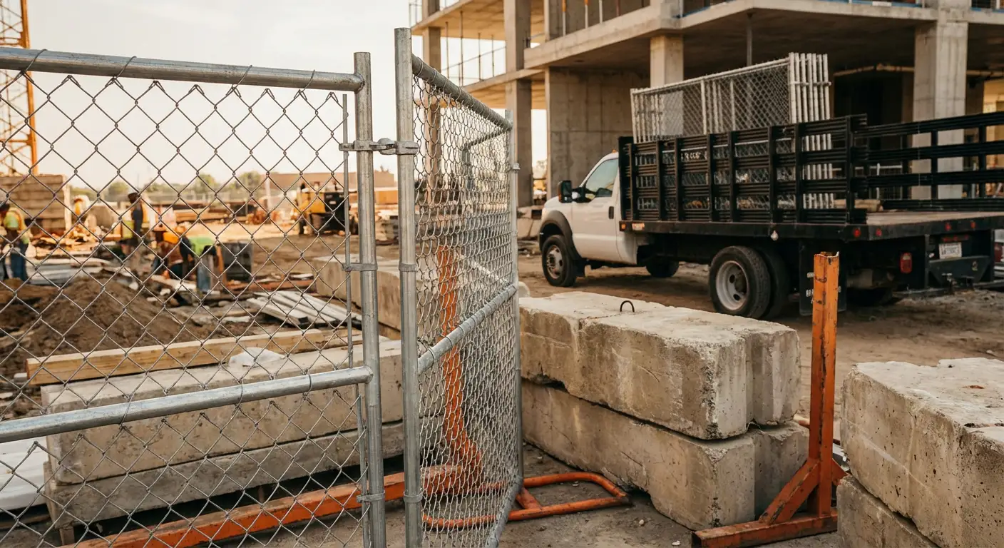 Commercial temporary fencing installation site in Royal Oak, MI