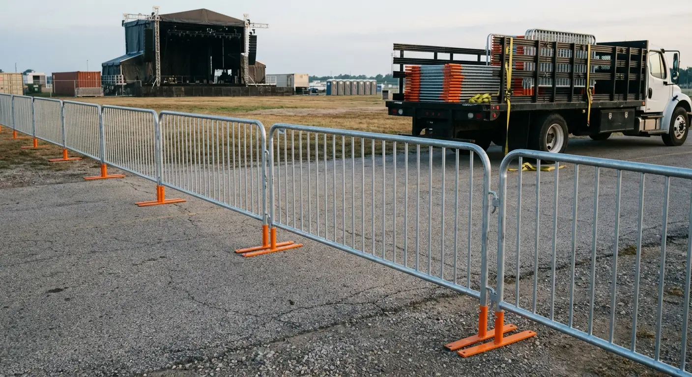 Crowd control barricade setup in Royal Oak, MI