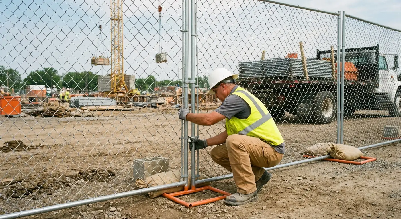 Comparison of professional fencing solutions versus DIY risks on a construction site in Royal Oak, MI
