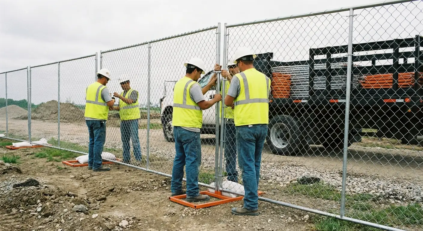 Woodward Temp Fence team installing temporary fencing in Royal Oak, MI