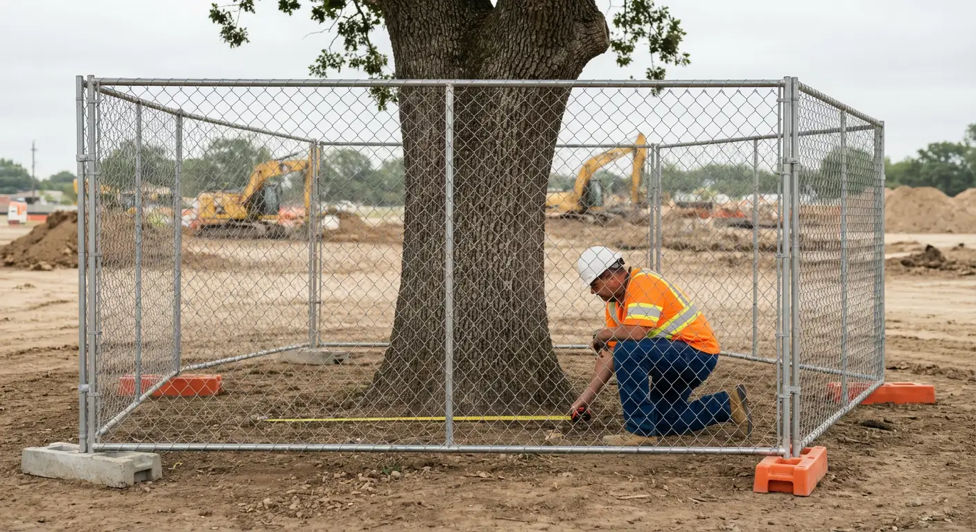 Tree protection zone fencing installation in Royal Oak, MI