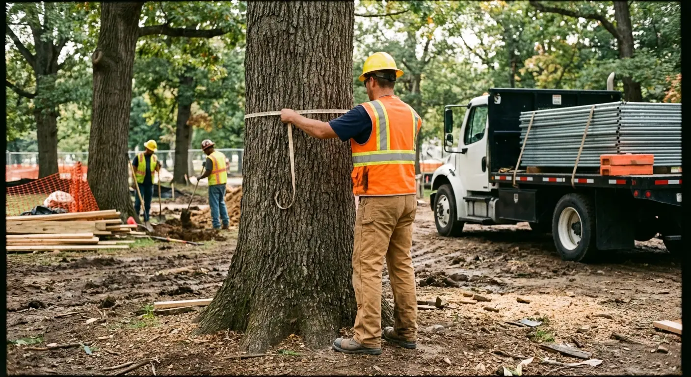 Tree protection zone fencing installation in Royal Oak, MI