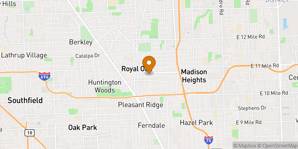 Grant Park neighborhood map in Royal Oak, MI