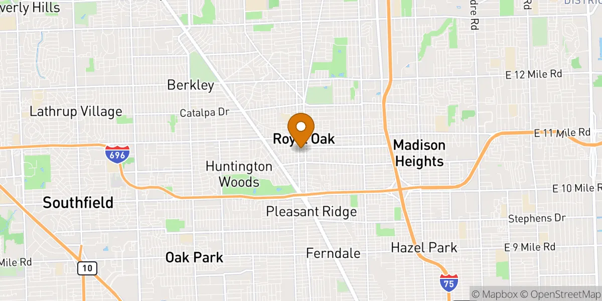 Downtown Royal Oak neighborhood map in Royal Oak, MI