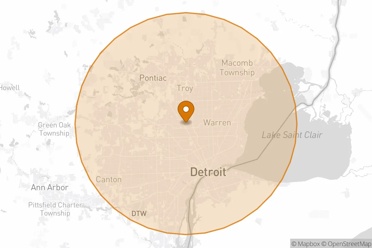 service area service area map in Royal Oak, MI